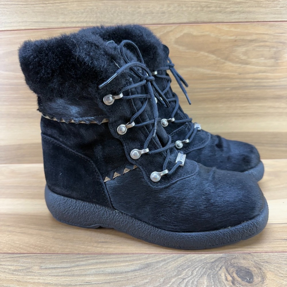 Sorel Vintage Calf Hair Boots Womens 6 Faux Fur Lined lace Up